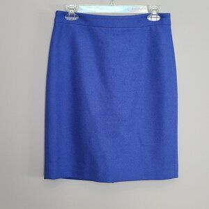 J Crew  The Pencil Skirt Wool Blend sz 4 Bright Blue